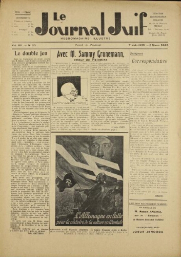 Le Journal Juif N°23 ( 07 juin 1935 )